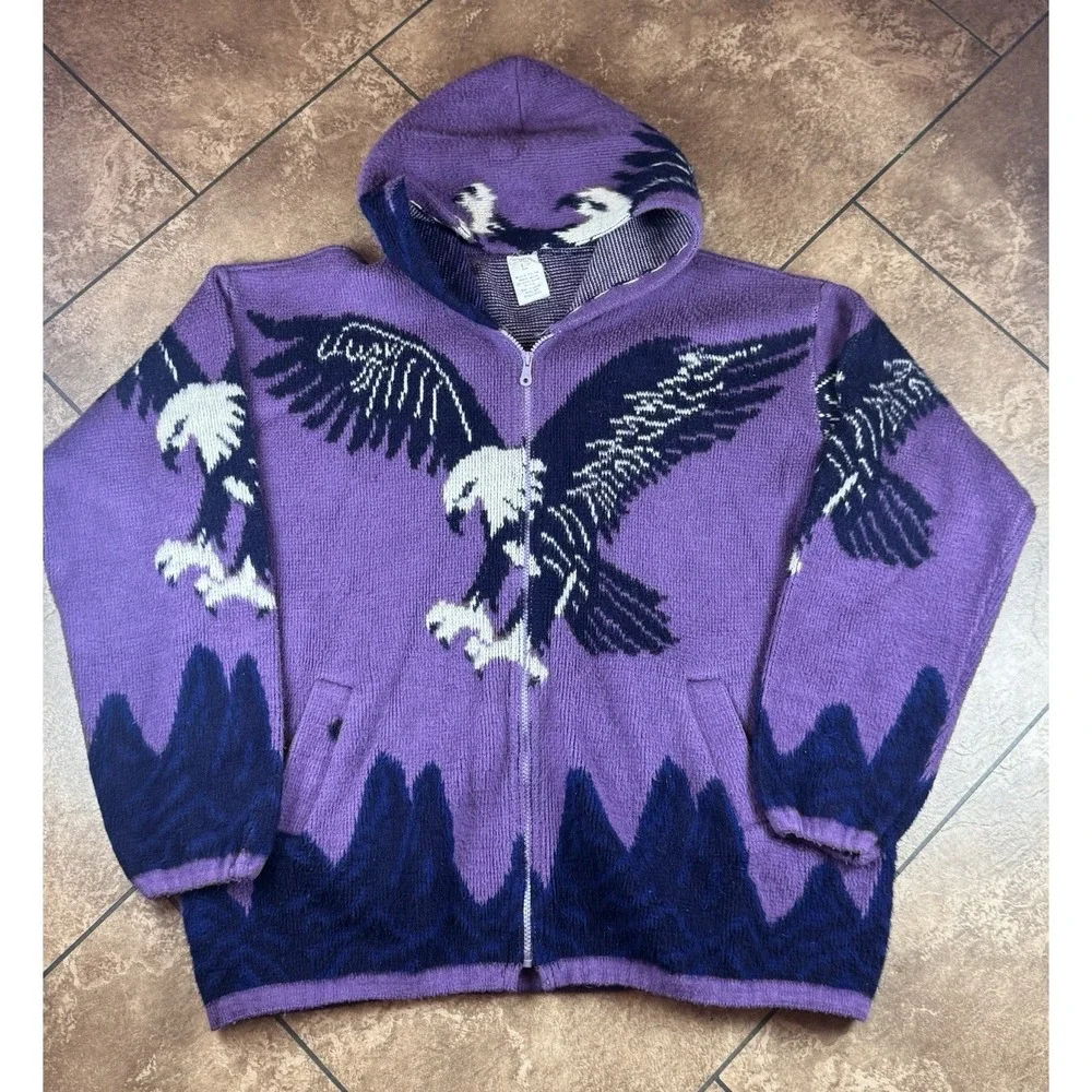 Vintage Ruminahui Wool Eagle Full Zip Large
